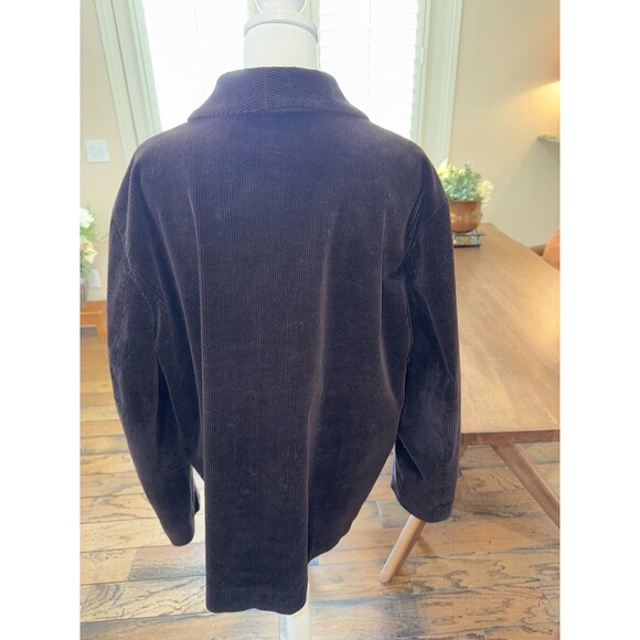 Eileen Fisher L Brown Wide Wale Corduroy Button Jacket Boxy Fit Rayon Lined Coat - Picture 4 of 10